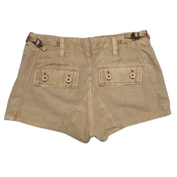 FREE PEOPLE Sz 6 All Yours Micro Mini Shorts Khaki Neutral Brown Utility Cargo - Picture 2 of 5